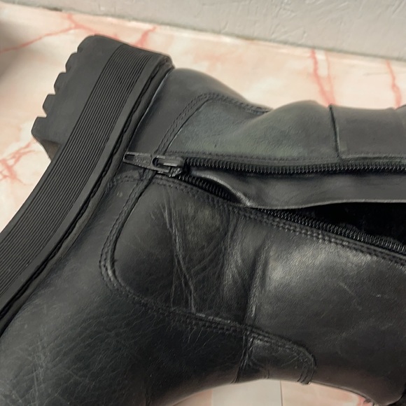 ZARA Leather Fur Lined Ankle Boots Booties Sz 9/40 - Picture 9 of 9